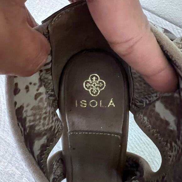 Isola Snakeskin Zip Up Brown Stiletto Heels - Size 9.5 - Picture 3 of 10